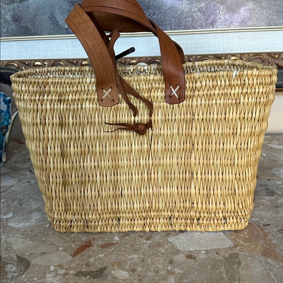 Woven Straw Tote with Floral Appliqué - Picture 2 of 2